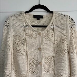 Zara Pointelle Knit Button Cardigan